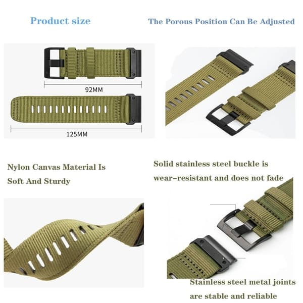 Urrem til Garmin Fenix 8 Universal 22mm Quick Release Nylon Canvas Watch Strap - Blå