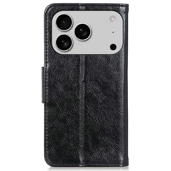 Neptune iPhone 17 Pro Max flip-etui i lær - Svart