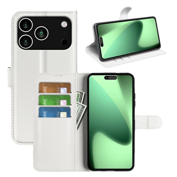 Klassisk iPhone 17 Pro Max flip etui - Hvid