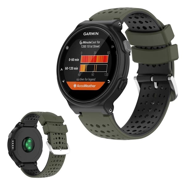 Tofarvet silikoneurrem til Garmin Forerunner-enheder - Militærgrøn / Sort