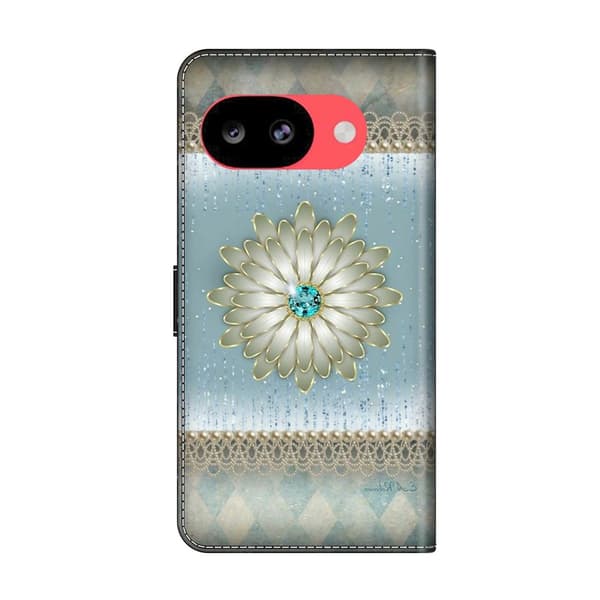 Plånboksfodral Google Pixel 10a mönstertryck stativ läderfodral med lock - Blå Diamantblomma