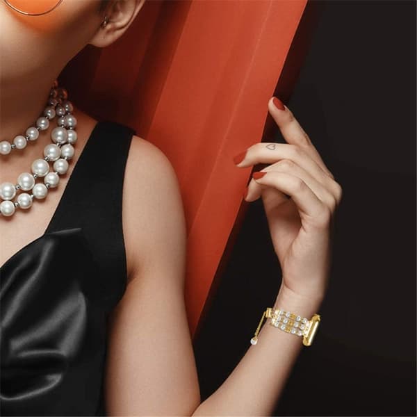 Apple Watch Series 8 (41 mm) klokkerem i imitert perlestil - Gull