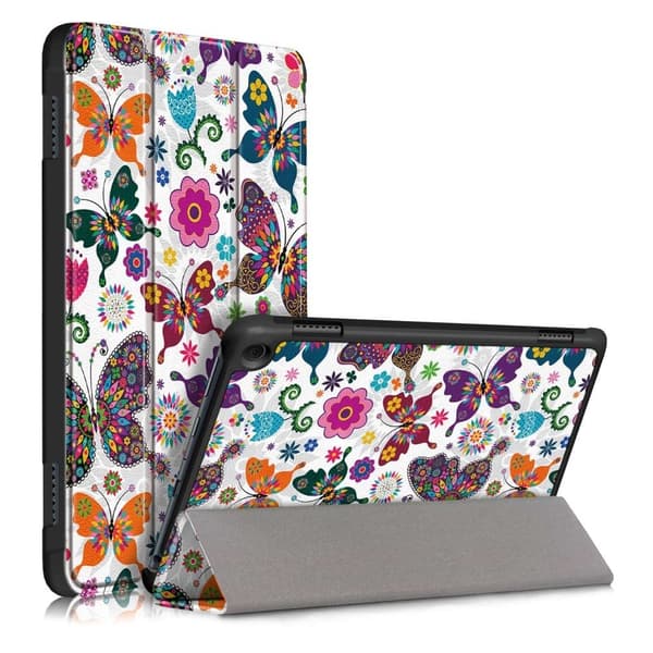 Amazon Fire 8 HD (2022) mønster tri-fold læder etui - Sommerfugle