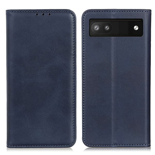 Flip Etui med Pung i Ekte Lær til Google Pixel 6a - Blå