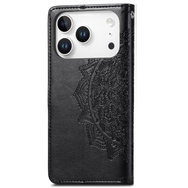 Mandala iPhone 17 Pro Max etui i lær - Svart