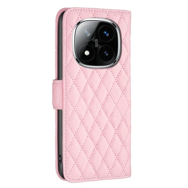 Rombemønster, matt flip-deksel for Xiaomi Redmi Note 14 Pro 4G - Rosa