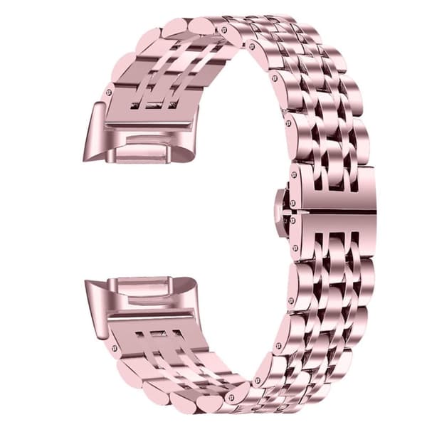 Fitbit Charge 5 7 bead urrem i rustfrit stål - Lyserød Rose