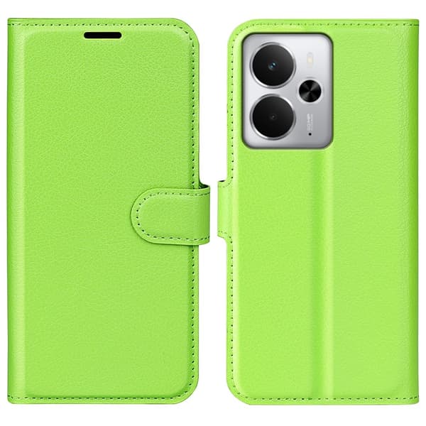 Klassisk Realme 14 5G flip etui - Grøn