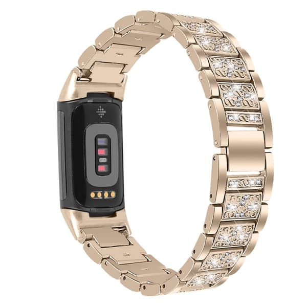 Fitbit Charge 5 bling strass klokkerem - Retro Gull