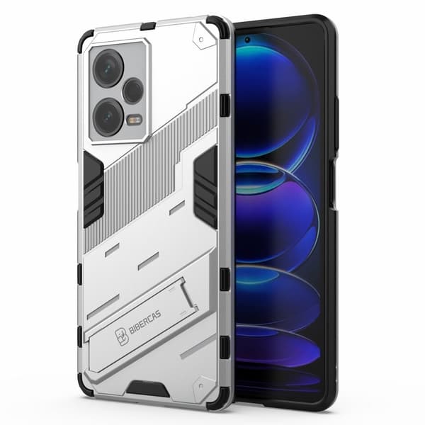 Stöttåligt Xiaomi Redmi Note 12 Pro Plus hybridskal - Silver/Grå