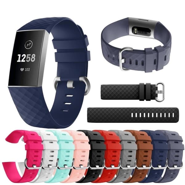 Fitbit Charge 4 / 3 urrem med diamantmønster - Sort Størrelse: S
