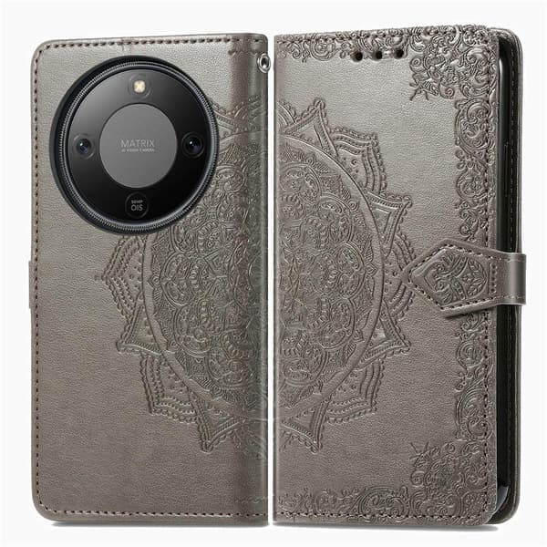 Mandala Honor Magic8 Lite / Honor X9d / Honor X70 nahkakotelo - Harmaa