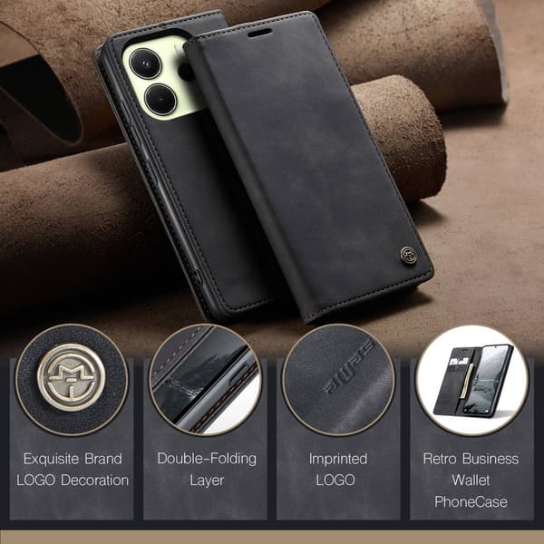 CaseMe Xiaomi Redmi Note 14 4G smooth etui - Sort