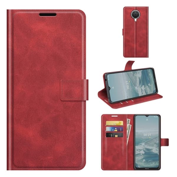 Wallet-style Lær Etui til Nokia G20 - Rød