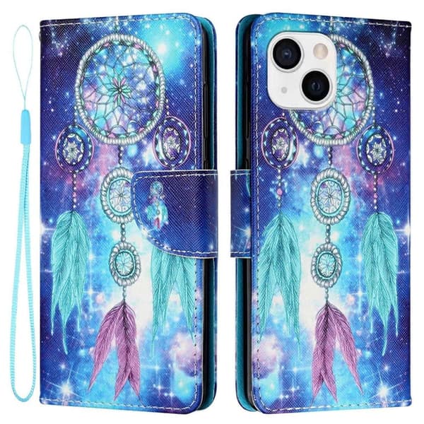 Wonderland iPhone 14 Flippetui - Blue Dream Catcher