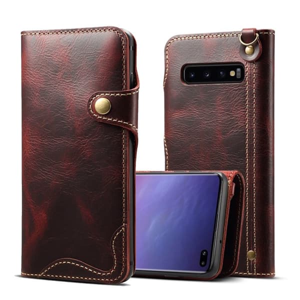 Samsung Galaxy S10 Plus ægte læder etui - Vinrød