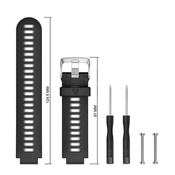 Garmin Forerunner 735XT / 220 / 230 / 235 / 620 / 630 silikone Urrem - Sort / Grå