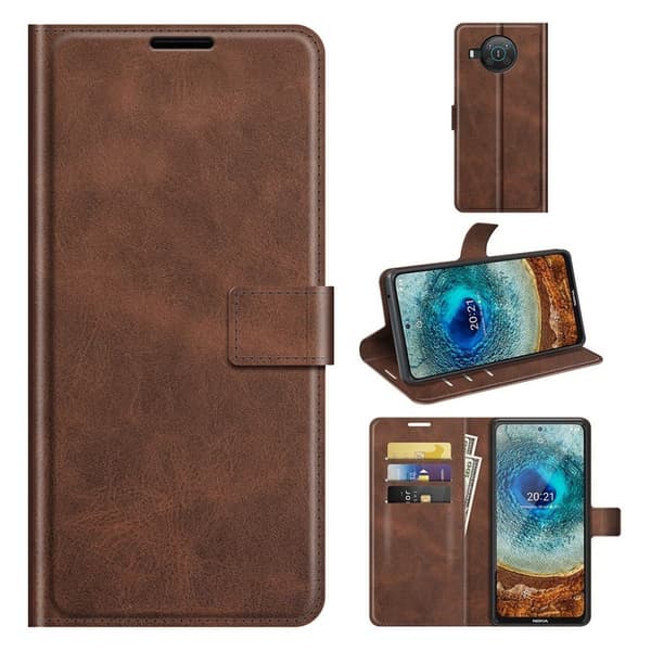Wallet-style Lær Etui til Nokia X10 / X20 - Kaffe