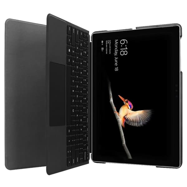 Microsoft Surface Go 10 beskyttelsesetui i kunstlæder med stativ - Sort