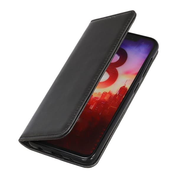 Wallet-style ægte Læder Flipcase til Samsung Galaxy Xcover 5 - Sort