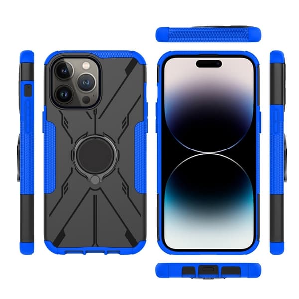 Kickstand-deksel med magnetisk ark for iPhone 14 Pro - Blå