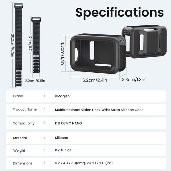 AMAGISN DJI Osmo Nano Action Camera multifunksjonelt silikonetui med 2 håndleddsstropper