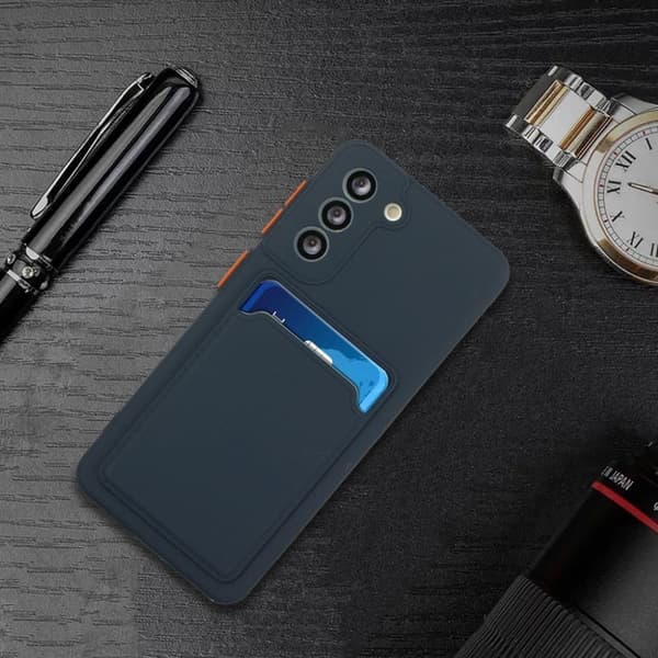 Card Holder Deksel til Samsung Galaxy S21 - Mørkeblå