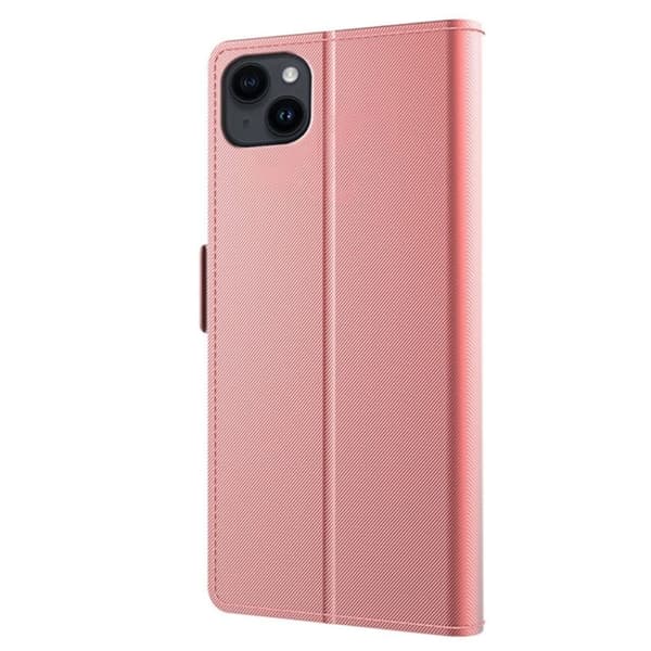 iPhone 15 Plus etui med makeup-spejl i smart design - Pink