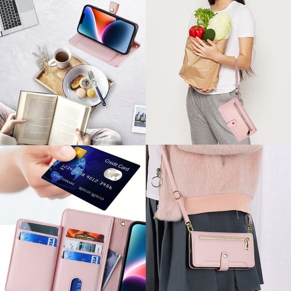 iPhone 12 Pro Max plånboksfodral i veganskt läder - Rosa