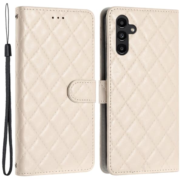 Rombemønster, matt flip-deksel for Samsung Galaxy S24 FE - Beige