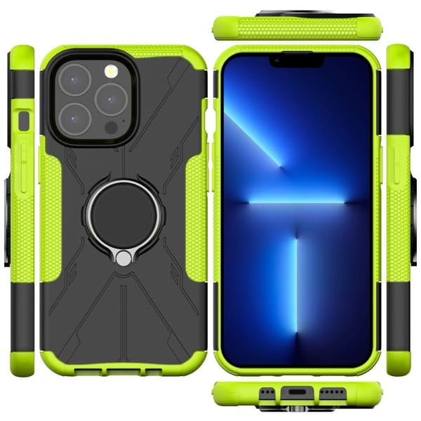 Kickstand-skydd med magnetisk platta för iPhone 13 Pro Max - Grön