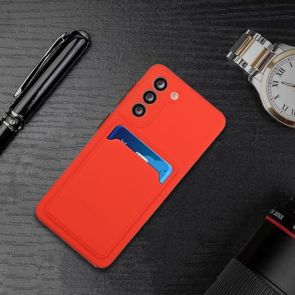 Card Holder Deksel til Samsung Galaxy S21 Plus - Rød