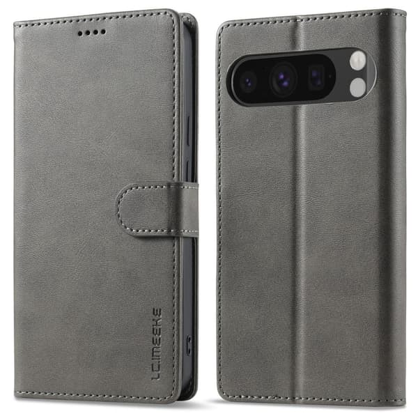 LC.Imeeke läder Google Pixel 9 Pro / Google Pixel 9 fodral - Grå
