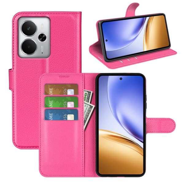 Classic Realme 14 5G flip etui - Rosarød