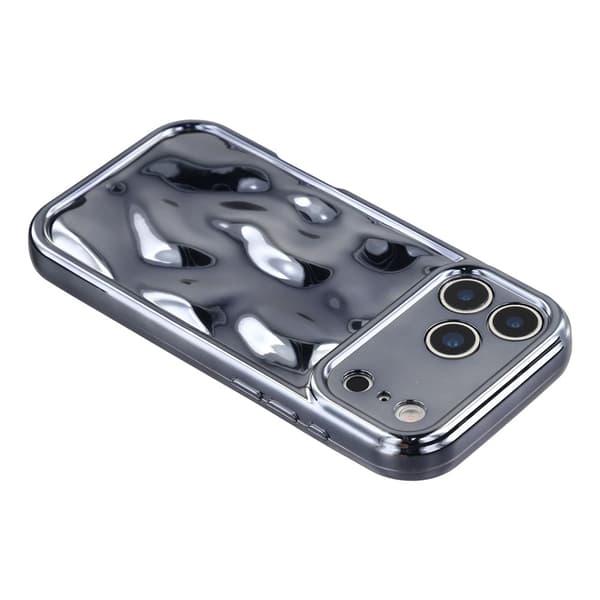 iPhone 17 Pro Max-etui med galvaniseret, fleksibelt skrog og meteorit-tekstur - Sort