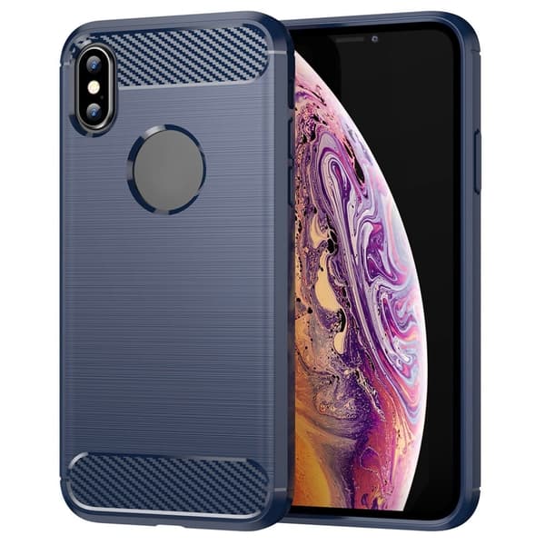 Carbon Flex Suojakotelo iPhone Xs Max - Sininen