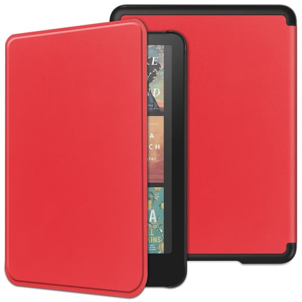 Amazon Kindle Paperwhite (2024) Etui Bumpresistent og PU E-Reader Cover Support Auto Wake / Sleep - Rød