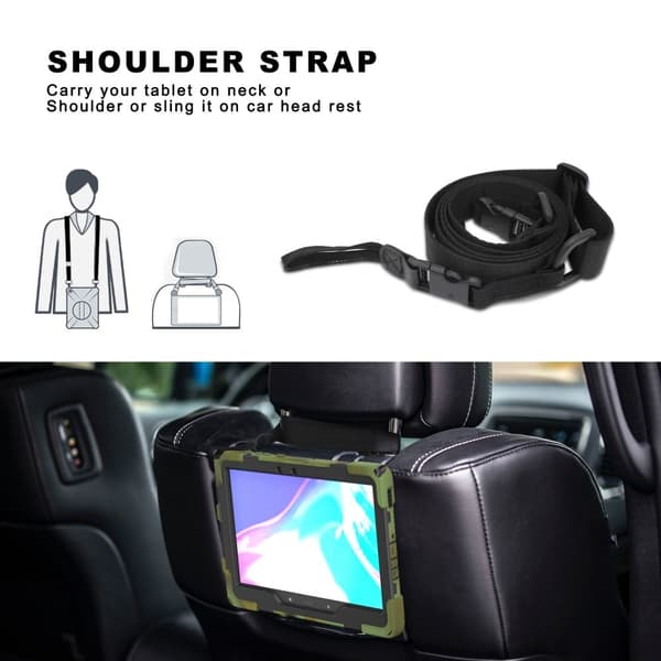 Samsung Galaxy Tab Active Pro / Active4 Pro X-formet silikondeksel med stropp - Kamuflasje