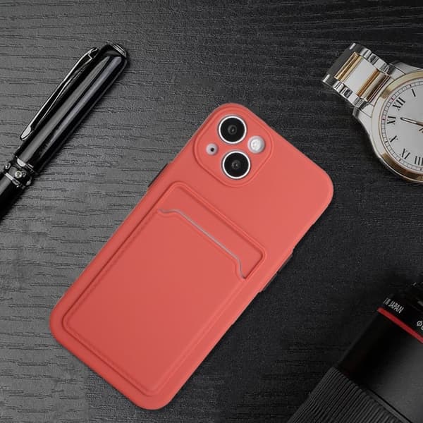 Cover med Kortholder til iPhone 15 Plus - Rose