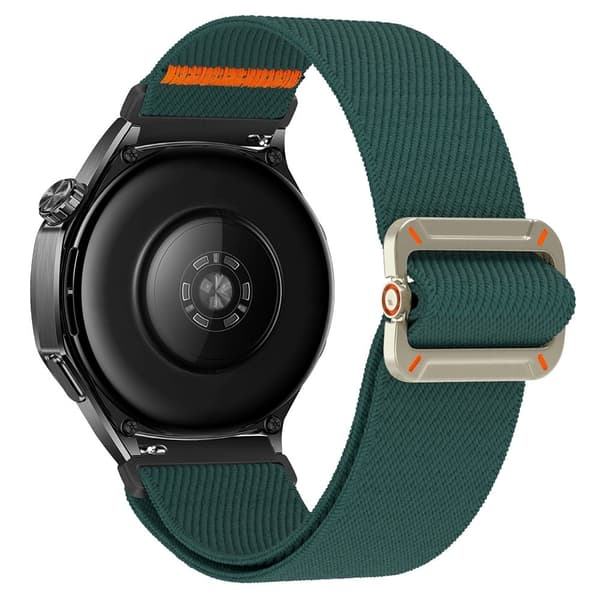 Samsung Galaxy Watch7 44 mm / 40 mm nylon urrem 20 mm elastisk håndledsrem - Sortliggrøn