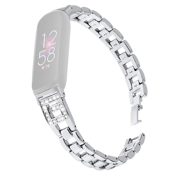 Fitbit Inspire 3 G-formad metallrem med strassdekor - Silver