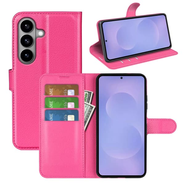 Classic Samsung Galaxy S26 flip etui - Rosarød