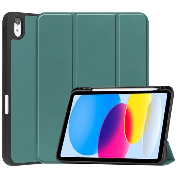 Tri-fold läderfodral för iPad 10.9 (2022) - Grön