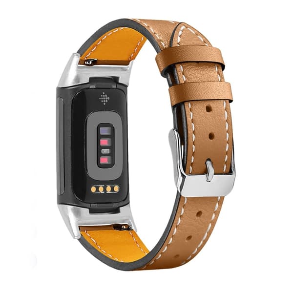 Enkel urrem i ægte læder til Fitbit Charge 5 - Mat Kaffe
