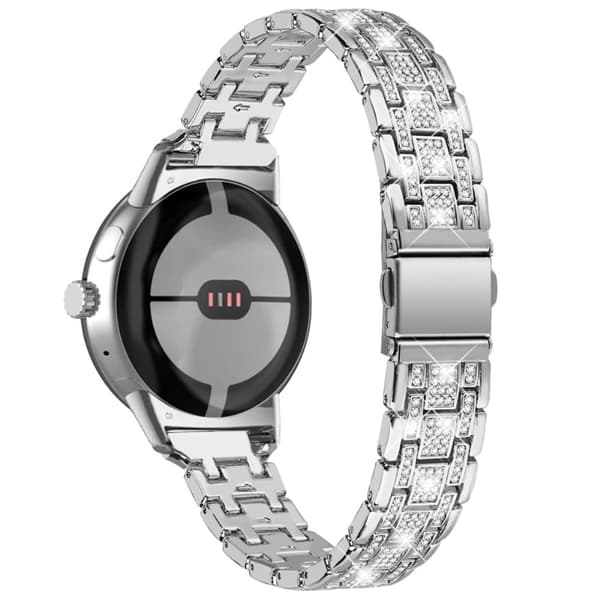 Google Pixel Watch urrem med rhinestone-dekor - Sølv