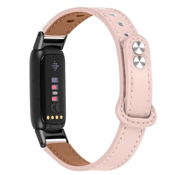 Fitbit Luxe urrem af okselæder i øverste lag med sort stik - Lyserød