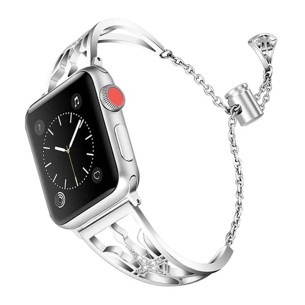 Apple Watch (45 mm) urrem i stål uden strainestone-krone - Sølv