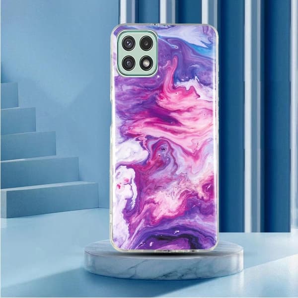 Marble Samsung Galaxy A22 5G Etui - Rød