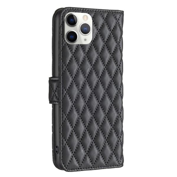 Rombemønster, matt flip-deksel for iPhone 11 Pro Max - Svart
