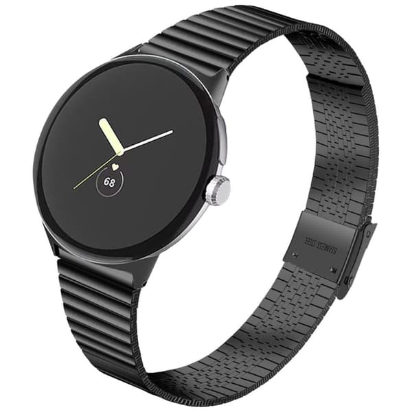 Google Pixel Watch urrem med dobbelt spænde i rustfrit stål - Sort